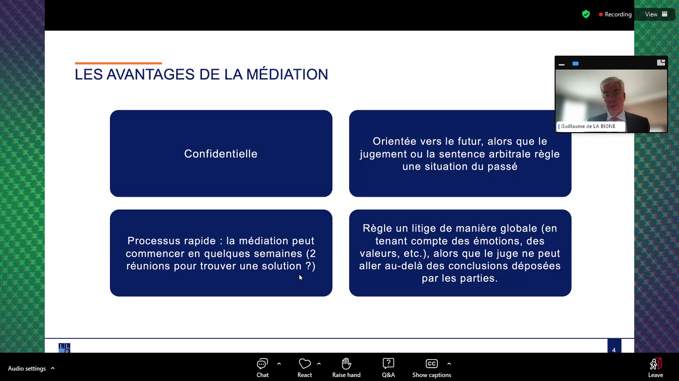 La CCIHC participe au webinaire sur la médiation et l’arbitrage en propriété intellectuelle